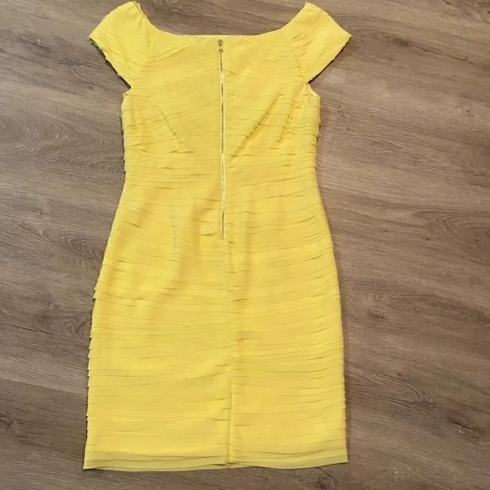 ALICE + OLIVIA CANARY YELLOW TIERED SHEATH DRESS 6 NWT